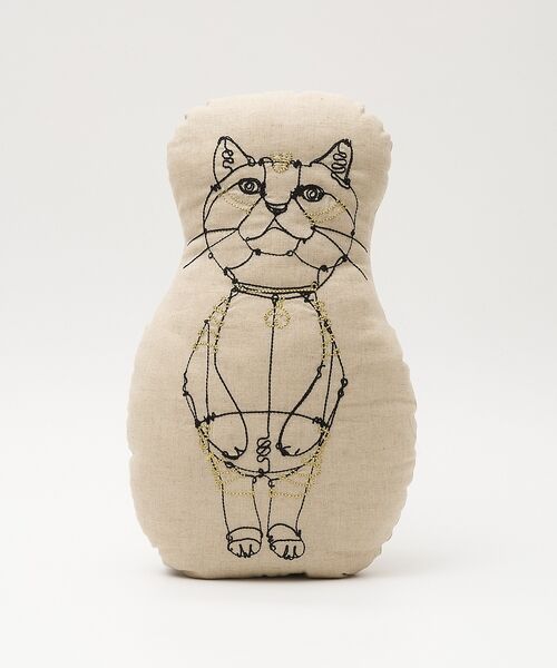 collex / コレックス インテリア・インテリア雑貨 | 【＋HAyU fabric】 猫刺繍  クッション HAyUCAT コットンリネ | 詳細3