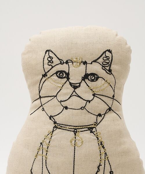 collex / コレックス インテリア・インテリア雑貨 | 【＋HAyU fabric】 猫刺繍  クッション HAyUCAT コットンリネ | 詳細7
