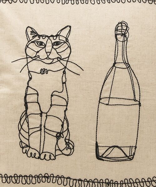 collex / コレックス インテリア・インテリア雑貨 | 【＋HAyU fabric】 猫刺繍  クッションカバー 約45×45 | 詳細7