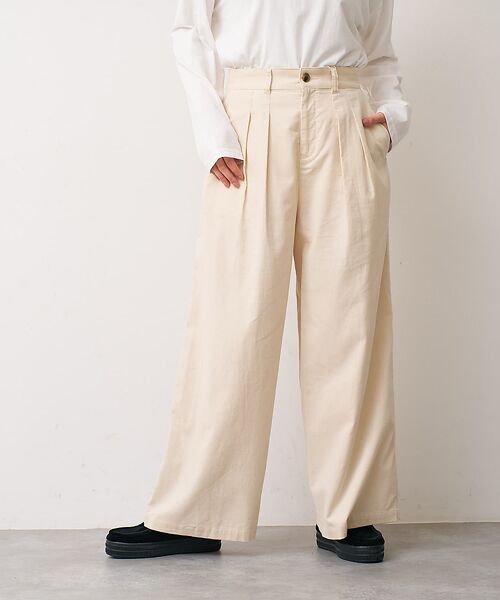 collex / コレックス パンツ | コーデュロイWタックワイドパンツ（アイボリー）