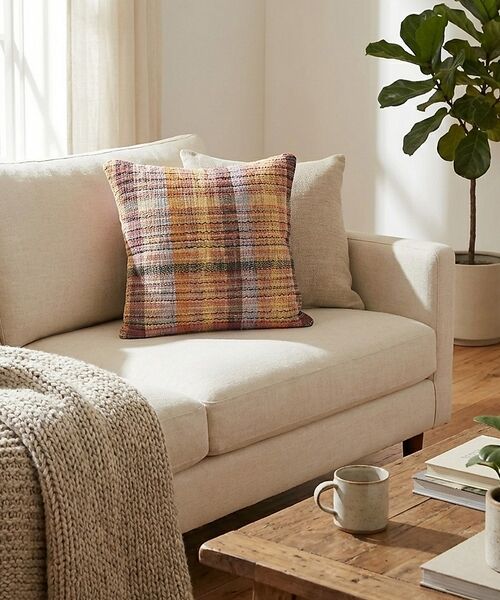 collex / コレックス インテリア・インテリア雑貨 | 【RugRu】CHASE クッションカバー 45×45 インド綿 チェック柄 コ（オレンジ系その他1）