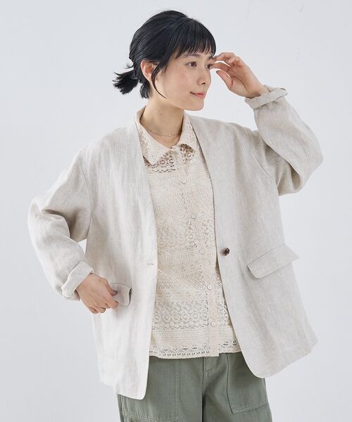 collex / コレックス ノーカラージャケット | 麻ノーカラージャケット | 詳細1