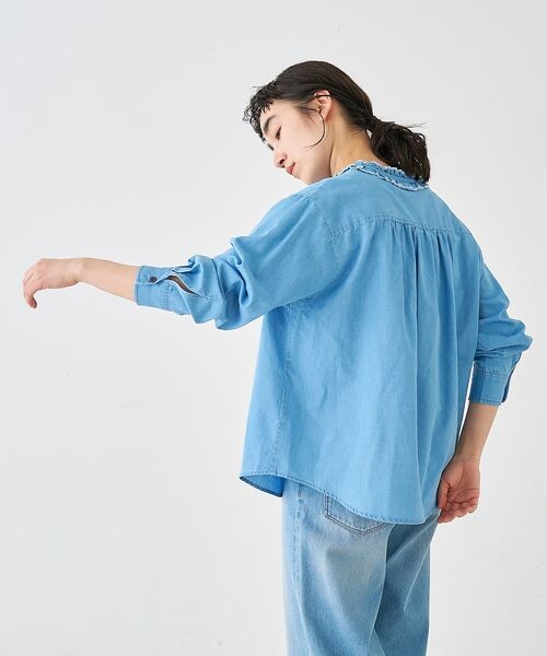 collex / コレックス シャツ・ブラウス | ライトデニムフリルネックシャツ【予約】 | 詳細2