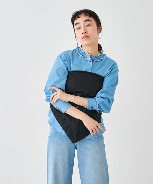 collex / コレックス シャツ・ブラウス | ライトデニムフリルネックシャツ【予約】 | 詳細3