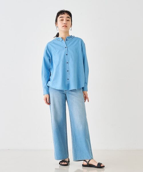 collex / コレックス シャツ・ブラウス | ライトデニムフリルネックシャツ【予約】 | 詳細6