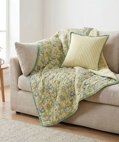 collex / コレックス インテリア・インテリア雑貨 | 【26SS新色】フラワープリントキルトケット 140×200（イエロー）