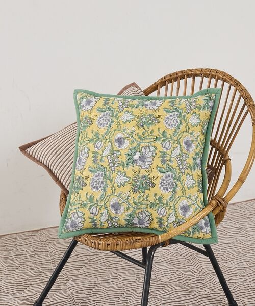 collex / コレックス インテリア・インテリア雑貨 | 【26SS新色】ブロックプリント キルトクッションカバー 45×45 | 詳細2