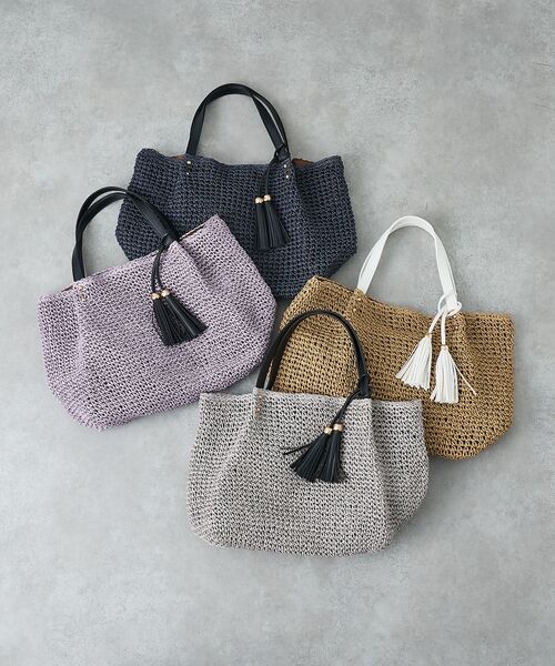 collex / コレックス かごバック | 【WEB限定】フリンジチャーム付きペーパートート【予約】 | 詳細3