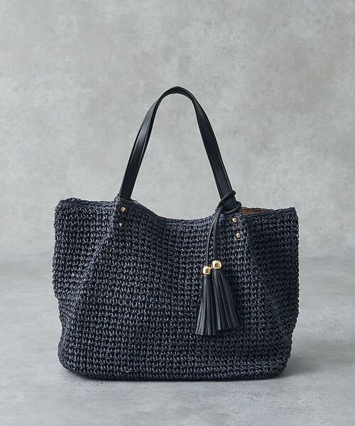 collex / コレックス かごバック | 【WEB限定】フリンジチャーム付きペーパートート【予約】（ネイビー）