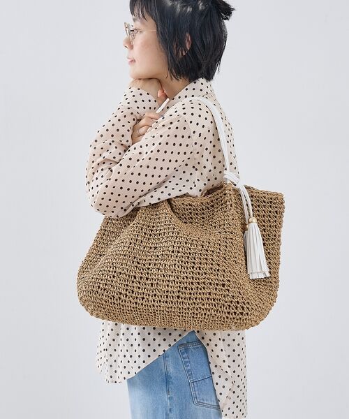 collex / コレックス かごバック | 【WEB限定】フリンジチャーム付きペーパートート【予約】 | 詳細30