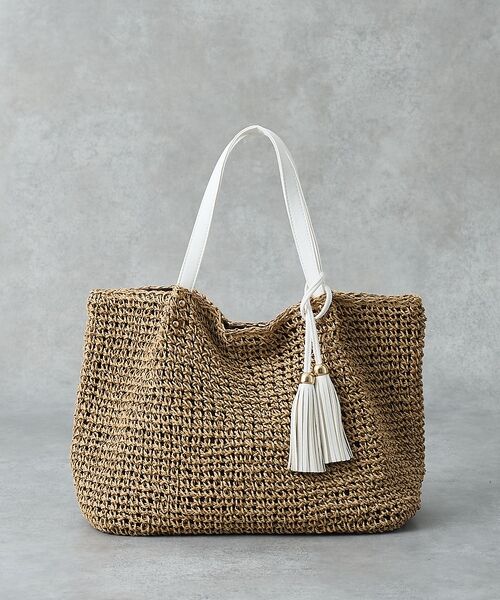 collex / コレックス かごバック | 【WEB限定】フリンジチャーム付きペーパートート【予約】（ホワイト系その他1）