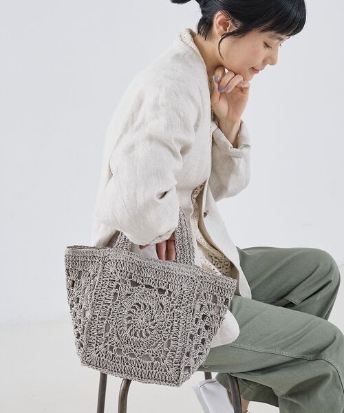 collex / コレックス かごバック | 【WEB限定】モチーフ編スクエアトートバッグ【予約】 | 詳細1