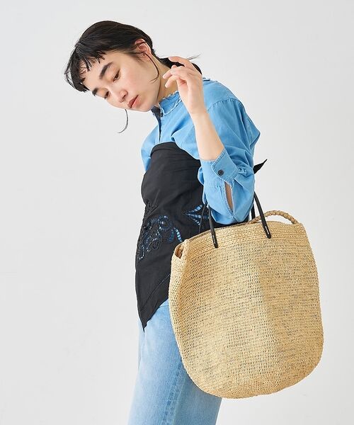 collex / コレックス かごバック | ラフィア革ハンドル2WAYトートバッグ【予約】 | 詳細1