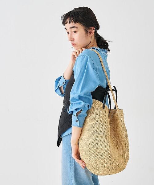 collex / コレックス かごバック | ラフィア革ハンドル2WAYトートバッグ【予約】 | 詳細4