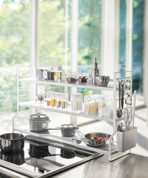 collex / コレックス インテリア・生活雑貨・ホビー・ステーショナリー | 【tower】 コンロ奥ラック3段 コンロ奥収納 調味料ラック（ホワイト）