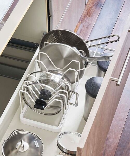 collex / コレックス インテリア・生活雑貨・ホビー・ステーショナリー | 【tower】シンク下 伸縮鍋蓋＆フライパンスタンド キッチン収納（ホワイト）