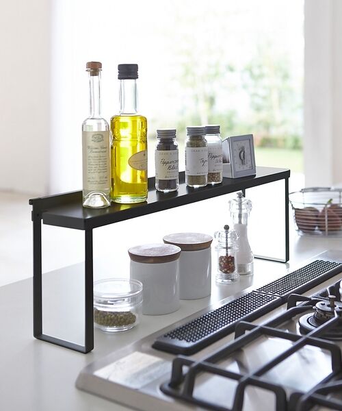 collex / コレックス インテリア・生活雑貨・ホビー・ステーショナリー | 【tower】コンロ奥隙間ラック キッチンラック 汚れ防止 スリム収納（ブラック）