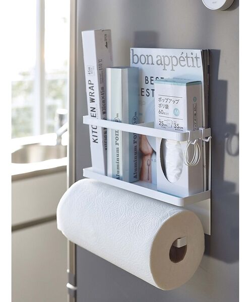 collex / コレックス インテリア・生活雑貨・ホビー・ステーショナリー | 【tower】マグネット キッチンペーパー＆ラップホルダー 冷蔵庫収納 小物整理（ホワイト）