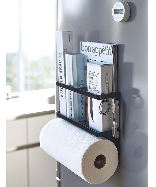 collex / コレックス インテリア・生活雑貨・ホビー・ステーショナリー | 【tower】マグネット キッチンペーパー＆ラップホルダー 冷蔵庫収納 小物整理（ブラック）