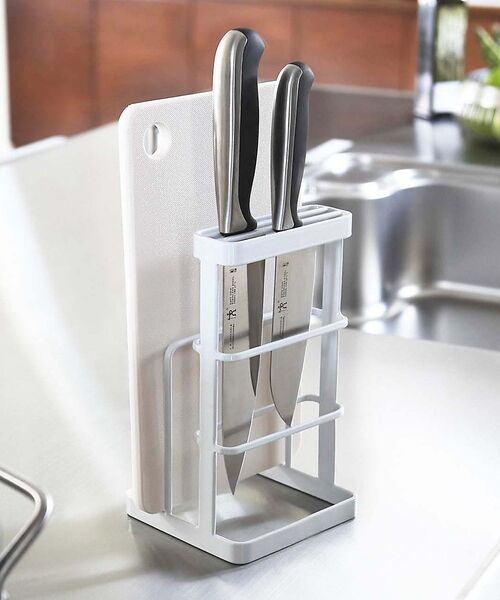 collex / コレックス インテリア・生活雑貨・ホビー・ステーショナリー | 【tower】カッティングボード＆ナイフスタンド 包丁収納 まな板収納 キッチン（ホワイト）