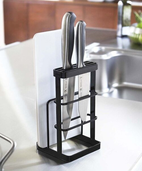 collex / コレックス インテリア・生活雑貨・ホビー・ステーショナリー | 【tower】カッティングボード＆ナイフスタンド 包丁収納 まな板収納 キッチン（ブラック）