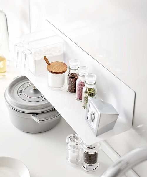 collex / コレックス インテリア・生活雑貨・ホビー・ステーショナリー | 【tower】マグネット キッチン棚 ワイド 浮かせる収納 調味料ラック 小物整（ホワイト）