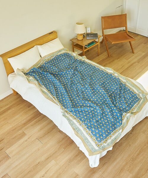 collex / コレックス インテリア・インテリア雑貨 | マルチクロス ボニータ花柄 ブロックプリント 145×225（ブルー）