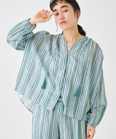 collex / コレックス シャツ・ブラウス | ブロックプリント ユラギ ストライプブラウス【予約】