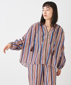 collex / コレックス シャツ・ブラウス | ブロックプリント ユラギ ストライプブラウス【予約】