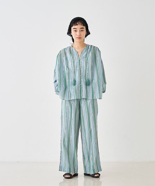 collex / コレックス シャツ・ブラウス | ブロックプリント ユラギ ストライプブラウス【予約】 | 詳細1