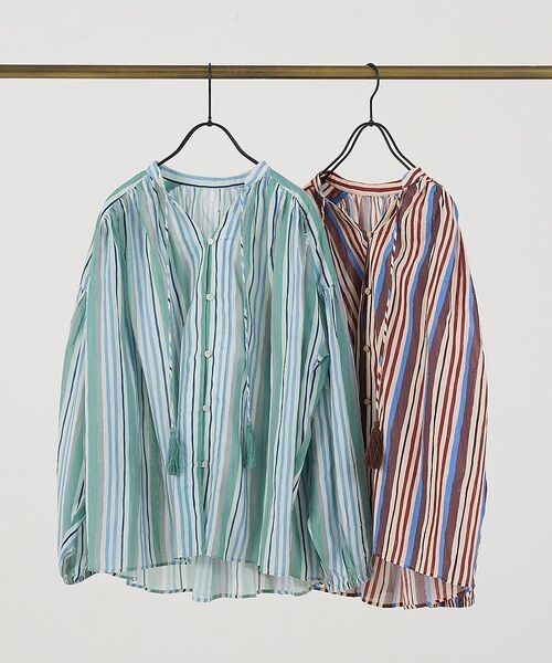collex / コレックス シャツ・ブラウス | ブロックプリント ユラギ ストライプブラウス【予約】 | 詳細10