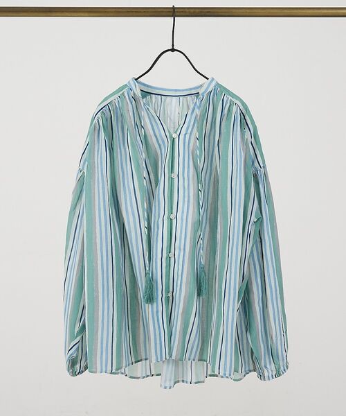 collex / コレックス シャツ・ブラウス | ブロックプリント ユラギ ストライプブラウス【予約】 | 詳細11