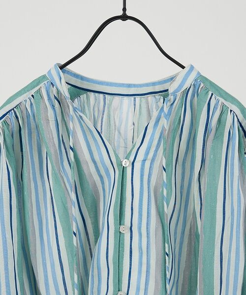 collex / コレックス シャツ・ブラウス | ブロックプリント ユラギ ストライプブラウス【予約】 | 詳細13