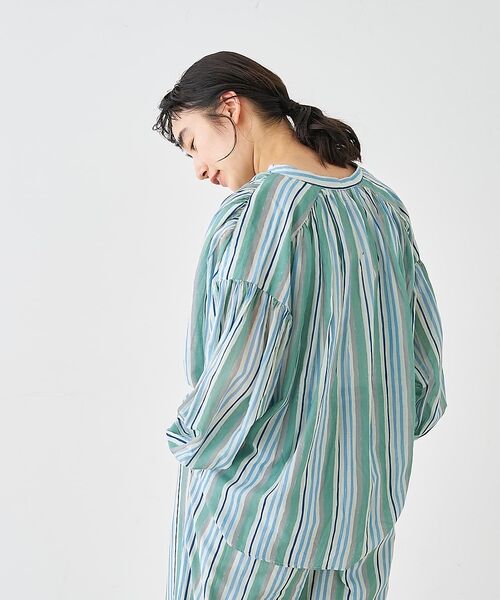collex / コレックス シャツ・ブラウス | ブロックプリント ユラギ ストライプブラウス【予約】 | 詳細6