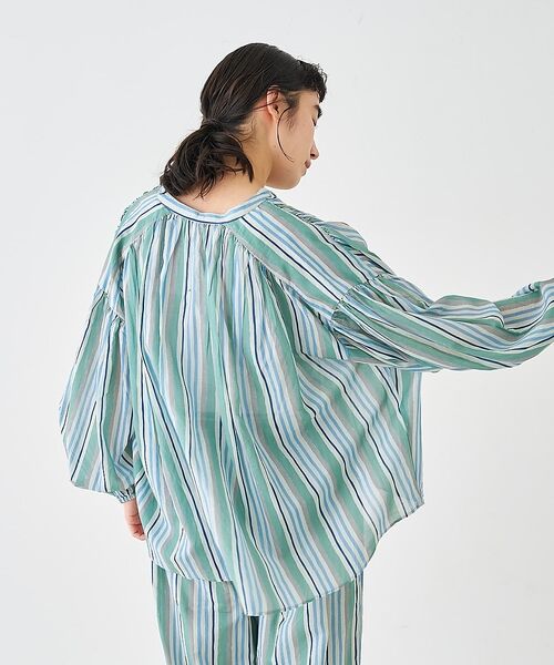 collex / コレックス シャツ・ブラウス | ブロックプリント ユラギ ストライプブラウス【予約】 | 詳細7