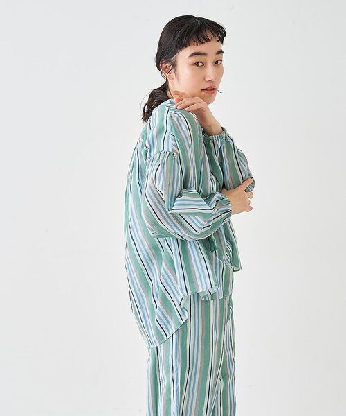 collex / コレックス シャツ・ブラウス | ブロックプリント ユラギ ストライプブラウス【予約】 | 詳細8