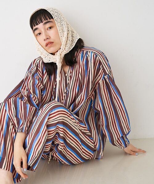 collex / コレックス シャツ・ブラウス | ブロックプリント ユラギ ストライプブラウス【予約】 | 詳細17