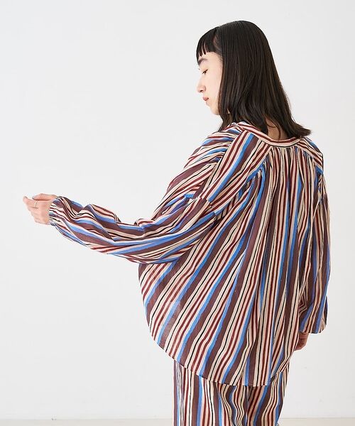 collex / コレックス シャツ・ブラウス | ブロックプリント ユラギ ストライプブラウス【予約】 | 詳細28