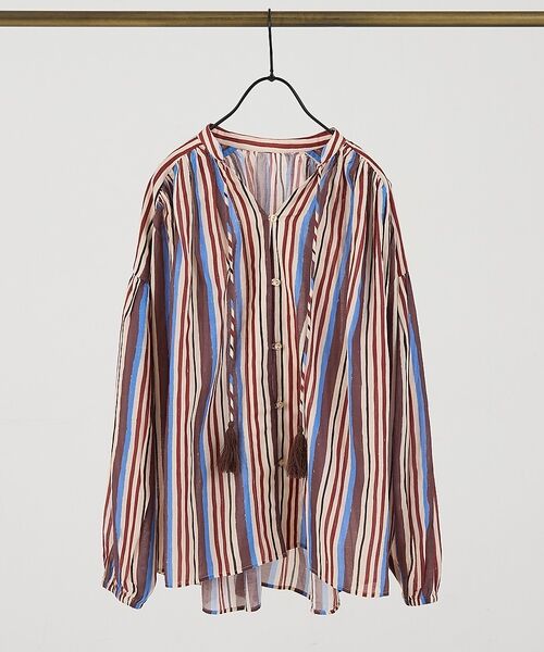 collex / コレックス シャツ・ブラウス | ブロックプリント ユラギ ストライプブラウス【予約】 | 詳細29