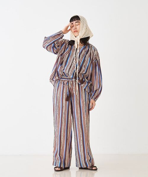 collex / コレックス シャツ・ブラウス | ブロックプリント ユラギ ストライプブラウス【予約】 | 詳細19