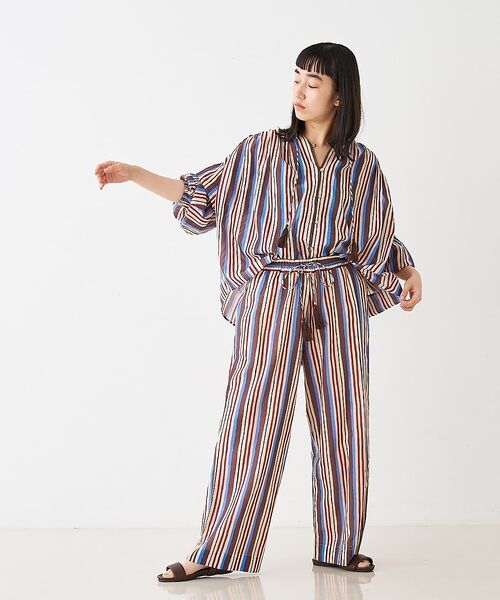 collex / コレックス シャツ・ブラウス | ブロックプリント ユラギ ストライプブラウス【予約】 | 詳細22