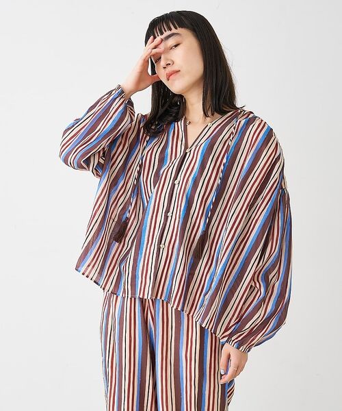 collex / コレックス シャツ・ブラウス | ブロックプリント ユラギ ストライプブラウス【予約】 | 詳細25