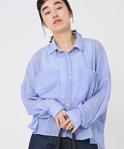 collex / コレックス シャツ・ブラウス | シアーガーゼシャツ【予約】（ライトブルー）