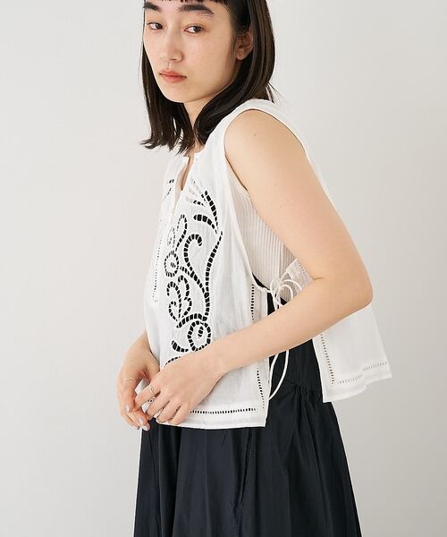 collex / コレックス ベスト | カットワーク刺繍サイドリボンベスト【予約】 | 詳細9