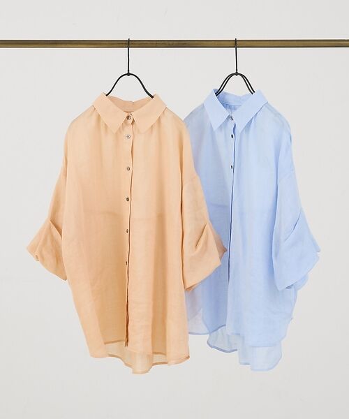 collex / コレックス シャツ・ブラウス | ギャザー&タック半袖リネンブラウス【予約】 | 詳細1