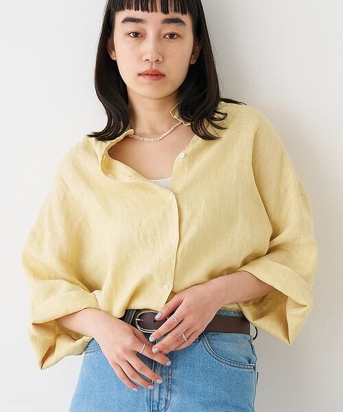 collex / コレックス シャツ・ブラウス | ワイドスリーブリネンオーバーシャツ【予約】（ライム）