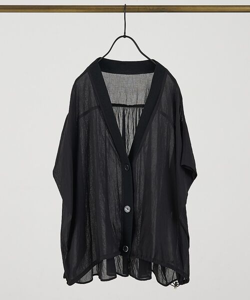 collex / コレックス シャツ・ブラウス | 異素材コンビカーデブラウス【予約】（ブラック）