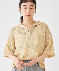 collex / コレックス ニット・セーター | レーシー柄ニットポロ／透かし編み・サマーニット【予約】