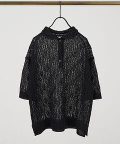 collex / コレックス ニット・セーター | レーシー柄ニットポロ／透かし編み・サマーニット【予約】