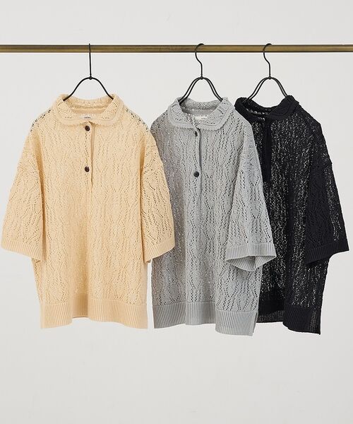 collex / コレックス ニット・セーター | レーシー柄ニットポロ／透かし編み・サマーニット【予約】 | 詳細7